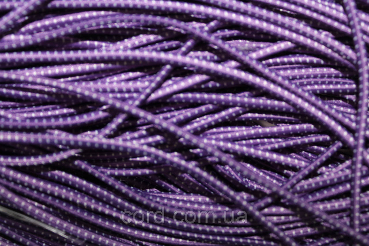 Гумка капелюшна, кругла 3,5мм фіолетовий+білий моток 50м, фото 1