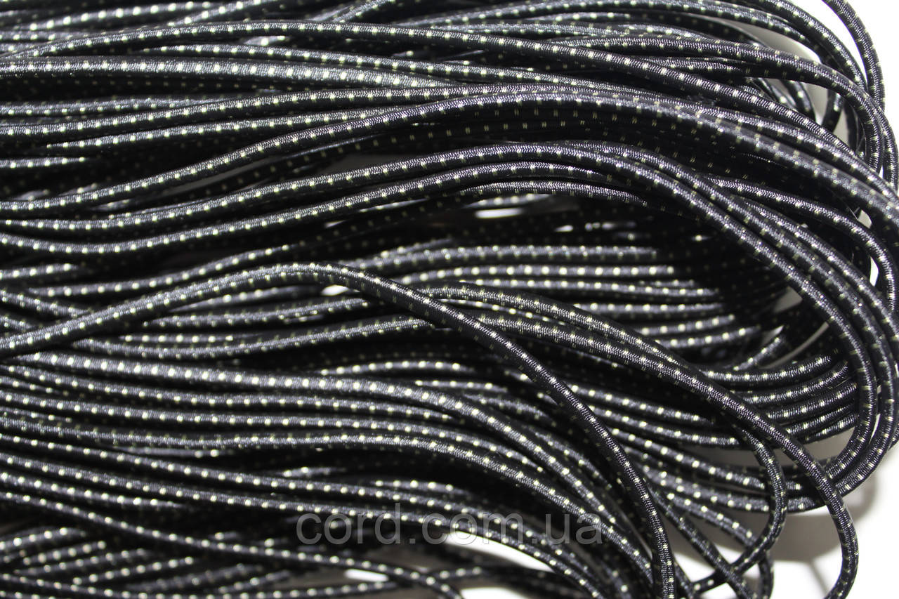 Гумка капелюшна, кругла 3,5мм чорний+салатовий моток 50м, фото 1