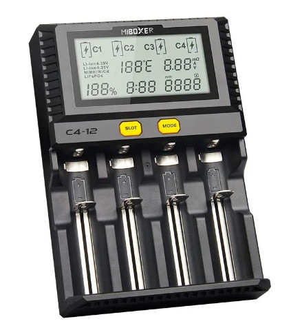 Зарядний пристрій Miboxer C4-12 LCD 4 слота для 18650 26650 AAA Li-ion Ni-MH Ni-Cd