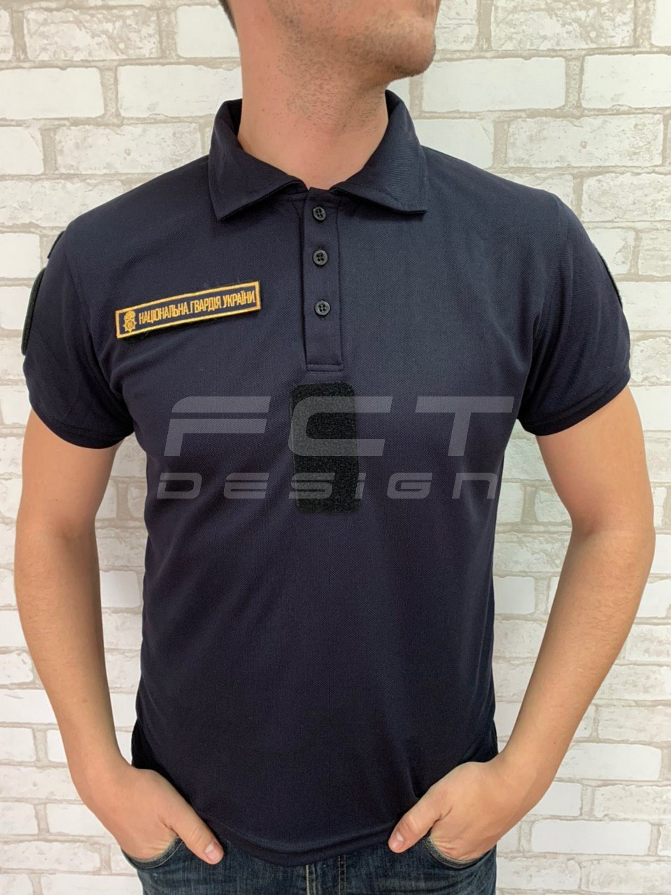 Футболка Поло НГУ вологовідвідна CoolPass з нанесенням синя, фото 1