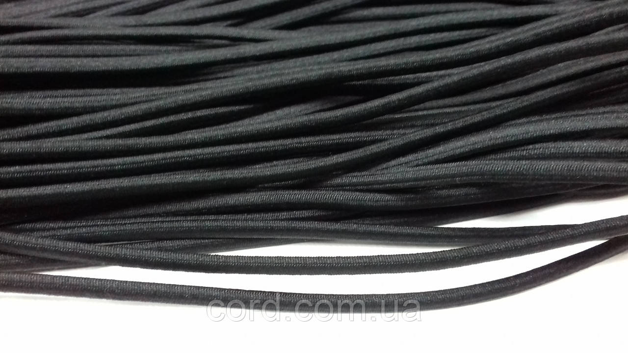 Гумка капелюшна, кругла 4мм чорний моток 50м, фото 1