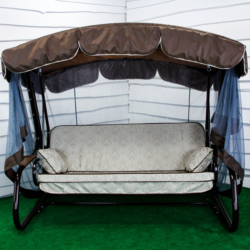 Гойдалка садова "Аланія Solo" з відкидною спинкою і антимоскітною сіткою з навантаженням до 400 кг, фото 1