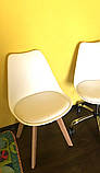 Стілець пластик Milan (Мілан) білий 07 на дерев'яних ніжках, фото 6