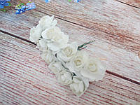 Роза бумажная, d 1,5 см, цвет БЕЛЫЙ, 12 шт/упаковка