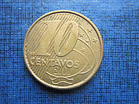 Монета 10 сентаво Бразилия 2010 2007 два года цена за 1 монету