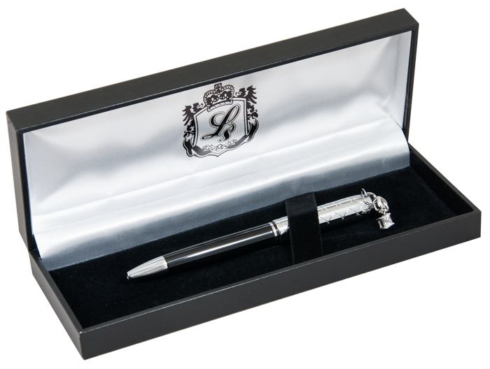 Ручка кулькова LS.403025-01 Diamond з фіанітом чорн в подар футл LANGRES