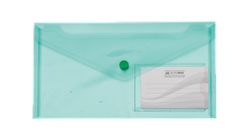 Папка на кнопці DL (240х130мм) BM.3938-04 TRAVEL глянцевий прозорий пластик, зелена (6/240)