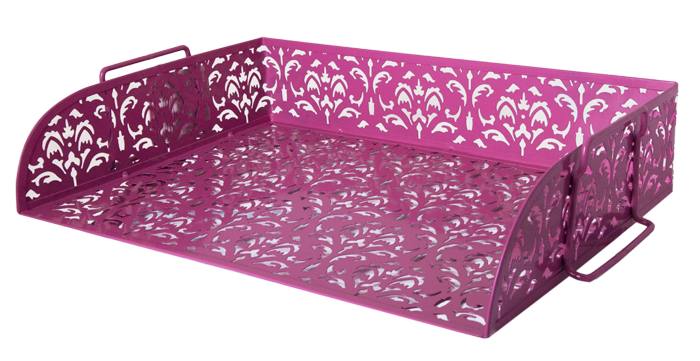 Лоток горизонтальний BM.6253-10 металевий “Barocco” 320x250x7мм рожевий (24), фото 1