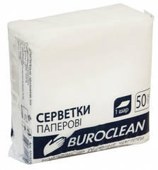 Серветки 240*240 паперові 50шт білий в п/п упак. BuroClean 10100202 (60)