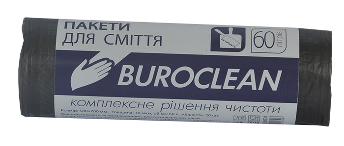 Пакети для сміття BuroClean 60л/20шт 10200031 ECO чорні (25), фото 1