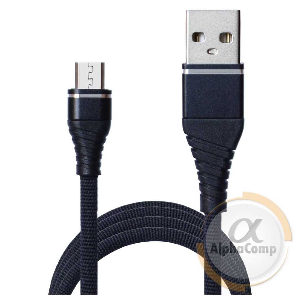 Кабель USB 2.0 (AM/microUSB) 1.2 м Borofone 2.4 A обплетення, чорний