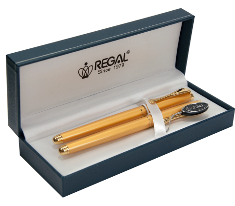 Комплект ручок (П+Р) R12208.L.RF в подарунковому футлярі L, золото REGAL, фото 1