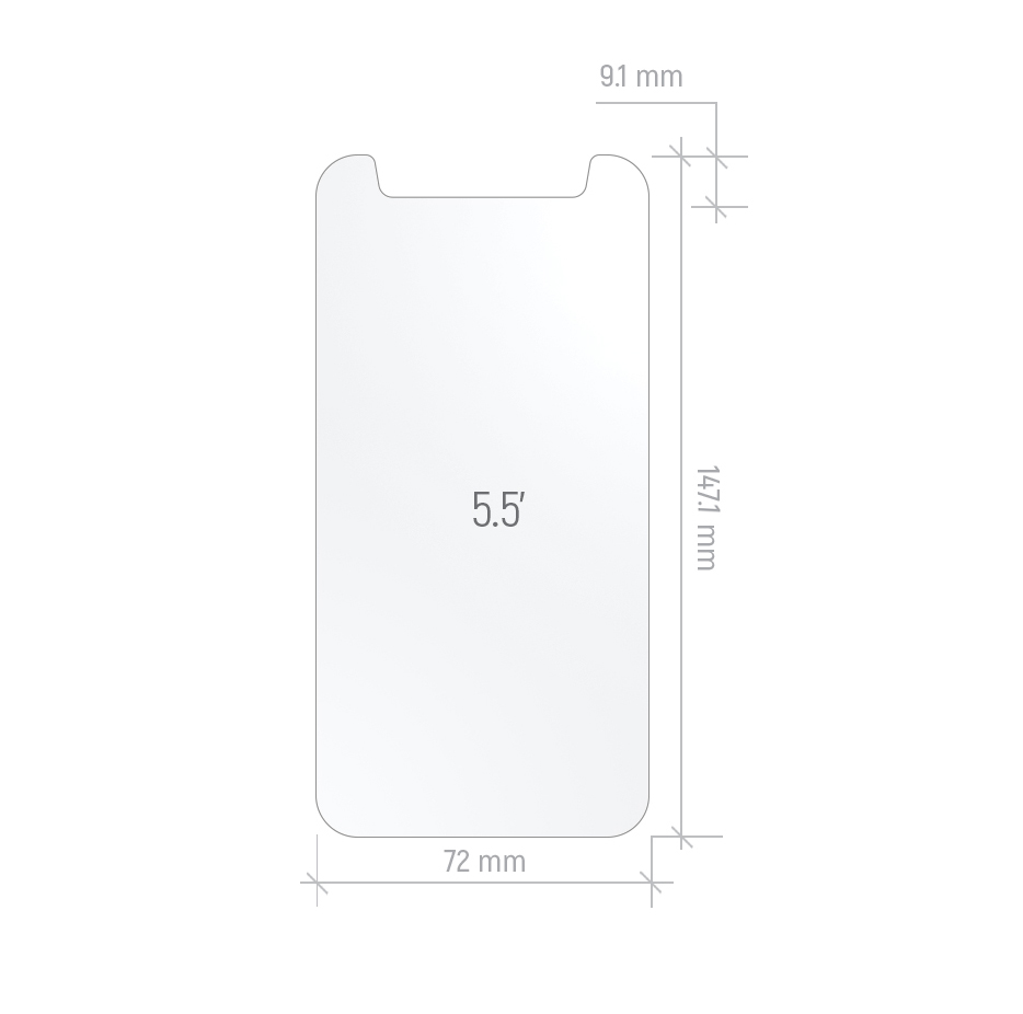 Захисне скло універсальне 5.5 "(0.3x14,71 х 7,2, 2.5D)