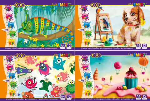 Альбом для малювання 12арк ZB.1414 SMART Line 100 г/м2, на скобі, (20/160) (ZIBI), фото 1