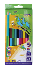 Олівці 12 штук/24 кольори двосторонні ZB.2463 Double KIDS LINE (1/24/240)