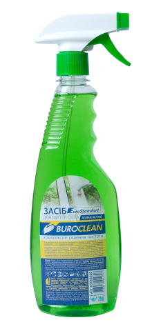 Засіб для миття скла BuroClean 500мл курок зелене яблуко 10700600 (1/20), фото 1