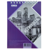 Блокнот на спіралі зверху А6 48арк BM.24645101-07 METROPOLIS клітинка, фіолетовий (10), фото 1
