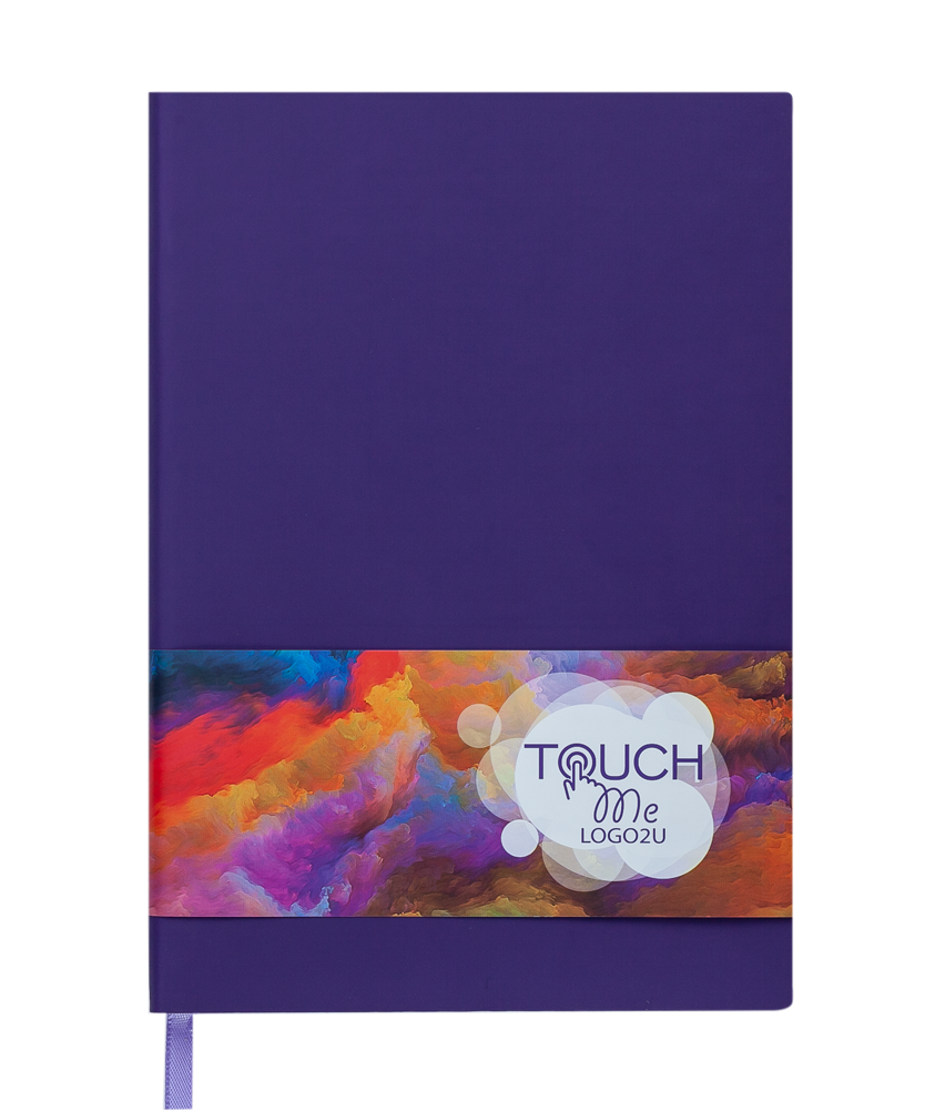 Блокнот діловий BM.295102-07 TOUCH ME LOGO2U, A5, 96 арк, клітинка, обкладинка штуч шкіра, фіол (50), фото 1