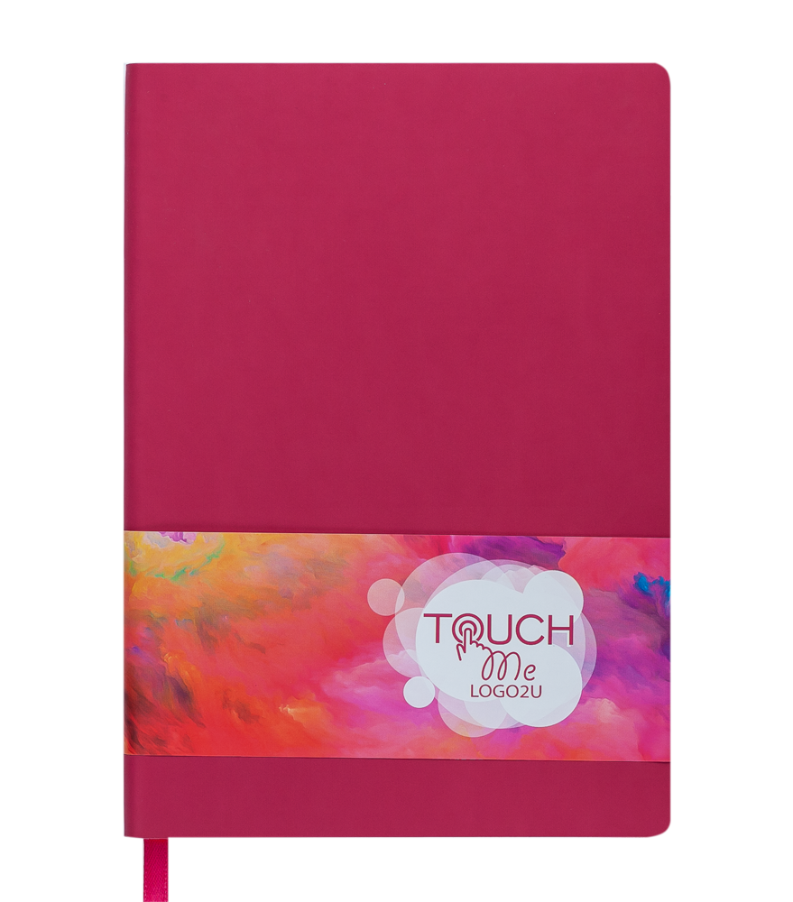 Блокнот діловий BM.295102-29 TOUCH ME LOGO2U, A5, 96 арк, клітинка, обкладинка штуч шкіра, малин(50)