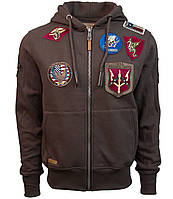 Реглан Top Gun Men's zip up hoodie with patches (коричневый)