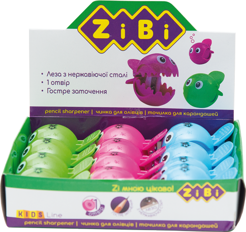 Точилка з контейнером ZB.5534 ПІРАНЬЯ 1 отвір асорті (12/720) (ZiBi), фото 1