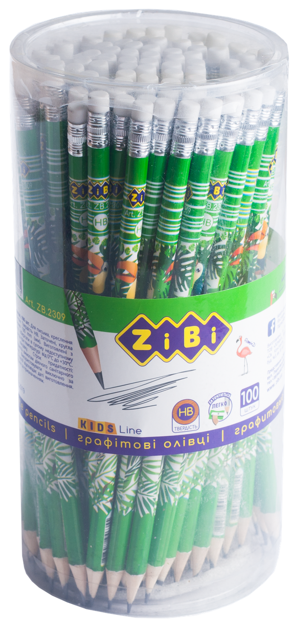 Олівець ZB.2309 НВ з гумкою TROPIKANA (100/600/2400), фото 1