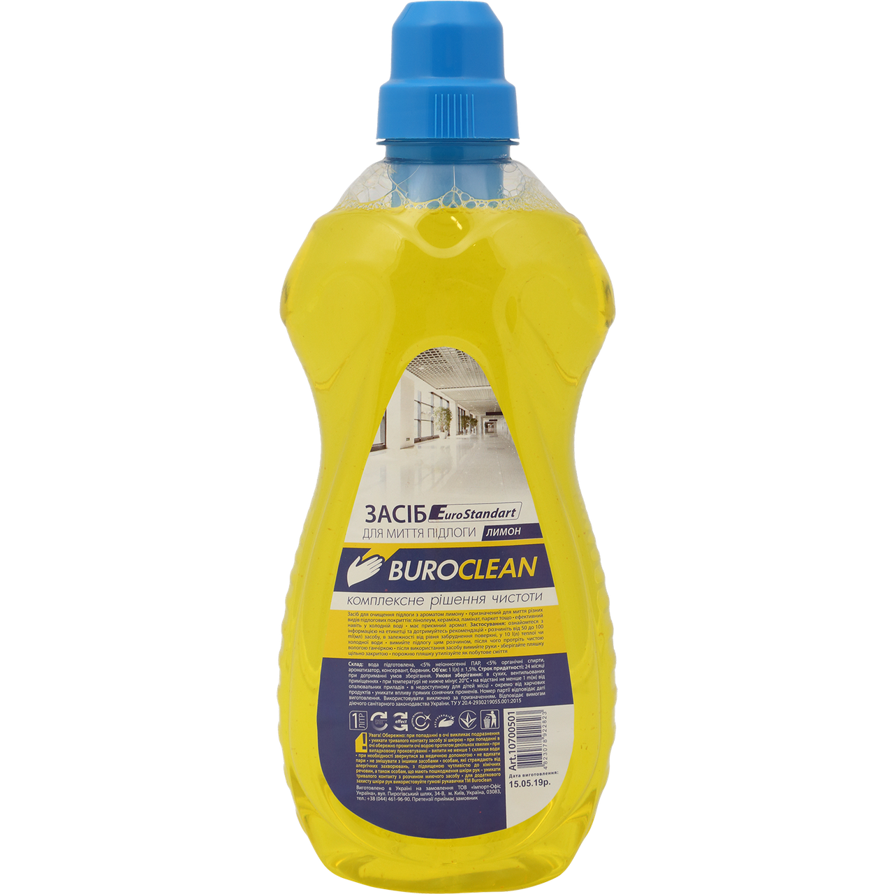 Засіб для миття підлоги BuroClean EuroStandart 1л ЛИМОН 10700501 (12), фото 1