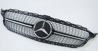 Решітка радіатора Mercedes W205 рестайл (2018+) стиль AMG Diamond (night edition)