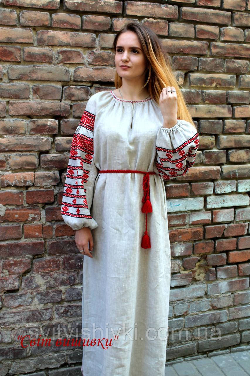 Жіноча вишита сукня з круглою горловиною "Поліська"