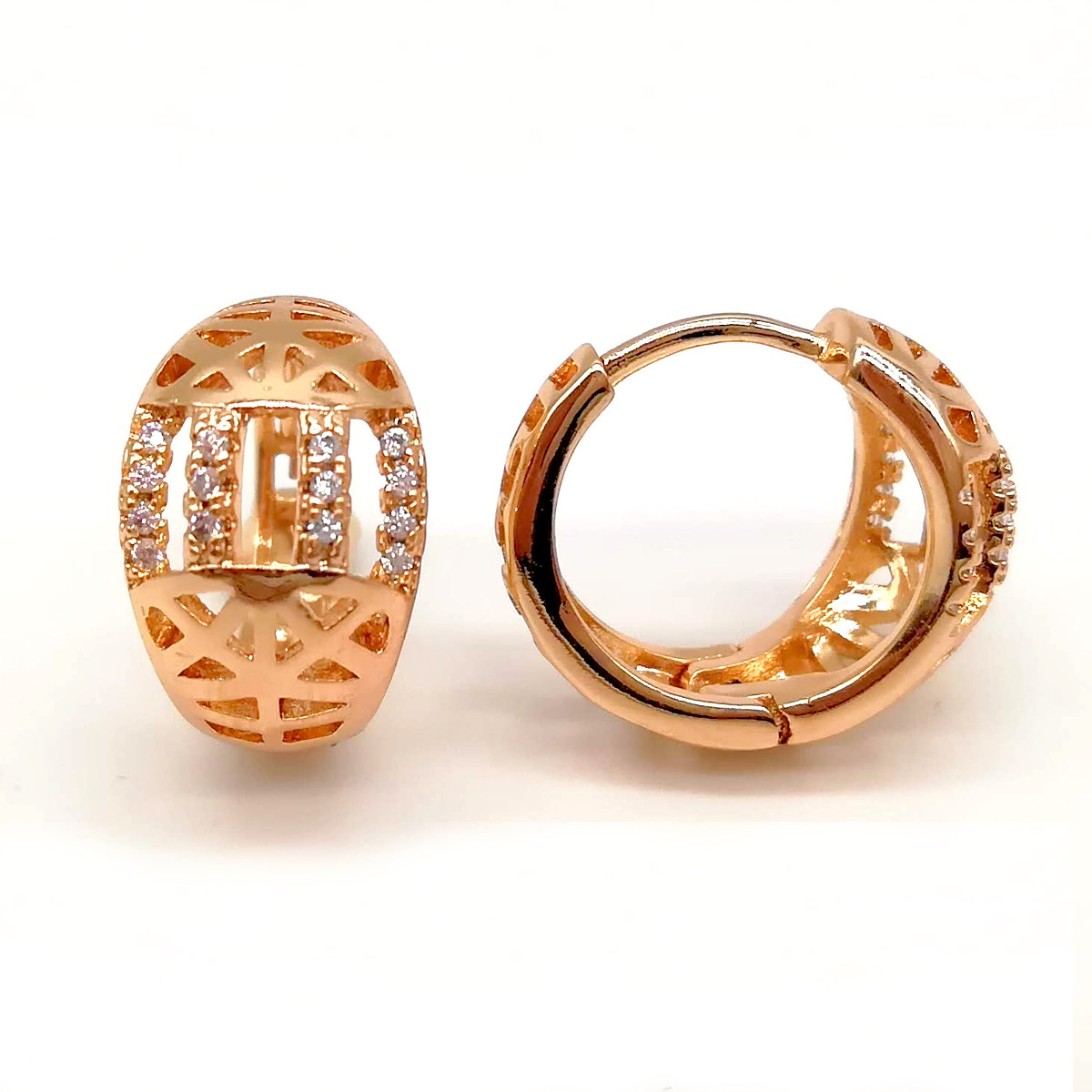 Сережки Xuping з медичного золота, білі фіаніти, позолота 18K, 23904 (1)