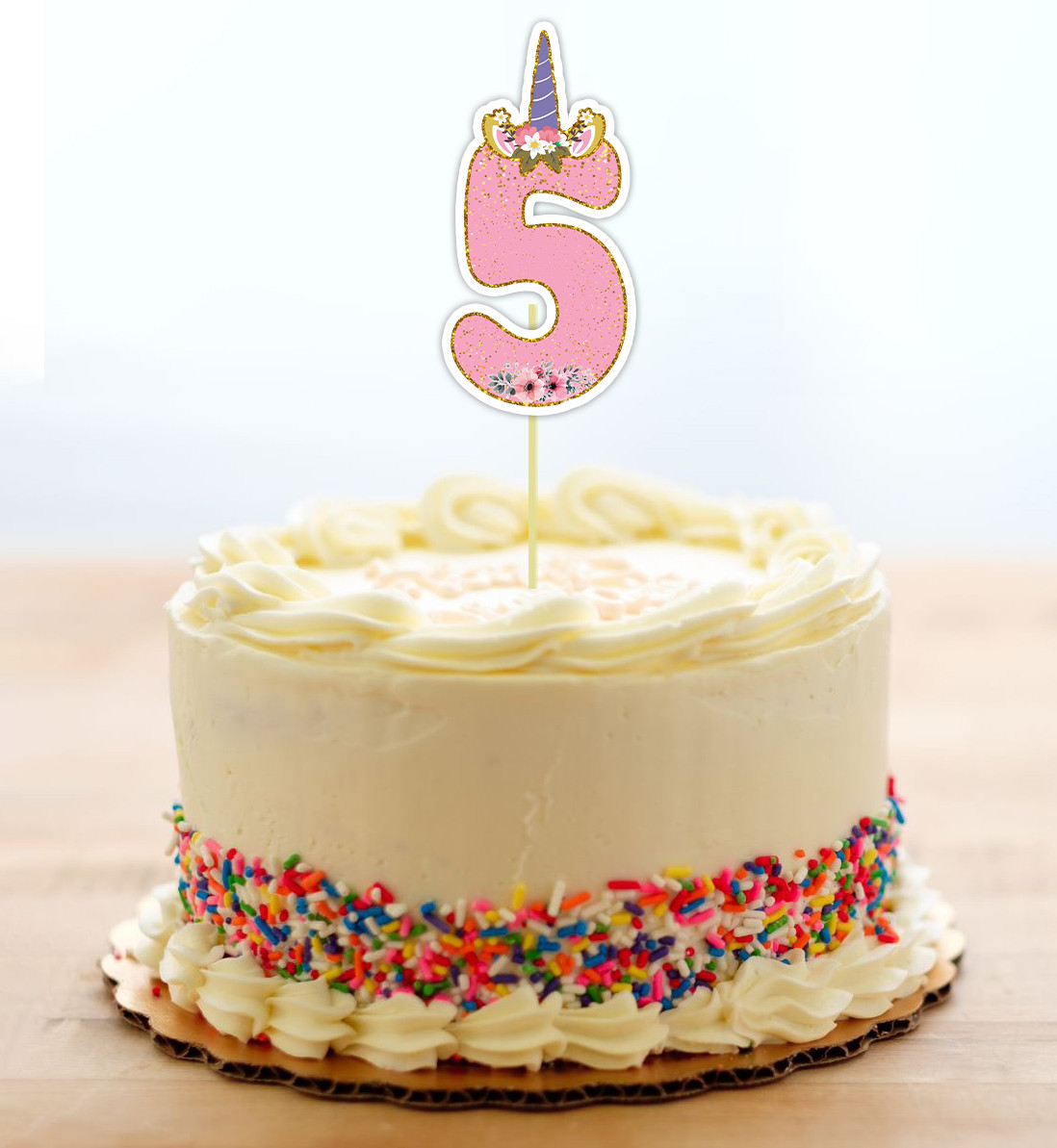 Топпер-цифра (від 0 до 10см цифра) вирубка "Єдиноріг" Рожевий (1шт)- 5