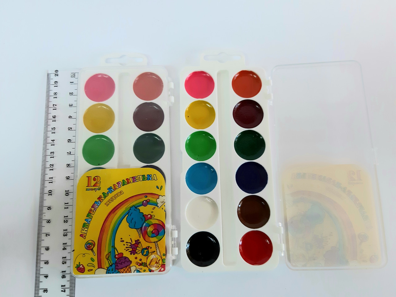 Фарби акварельні медові" Карамелька", 12 кольорів