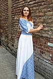 Біла жіноча вишита сукня з блакитною вишивкою "Сварог", фото 2