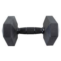 Гантель Шестигранная для фитнеса и бодибилдинга черная 7,5 Кг (Резиновая обтяжка )
