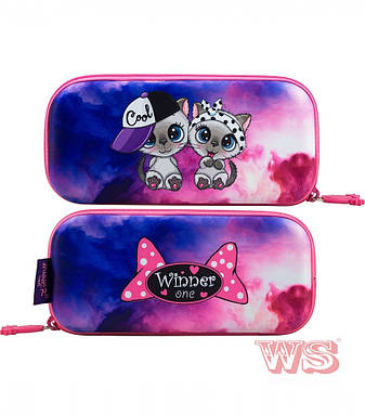Пенал твердий каркасний Winner One без наповнення Пара кошенят Р-211, фото 1