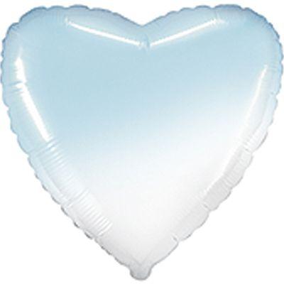 Flexmetal 18" Серце омбре біло-блакитний baby blue Фольговані кулі