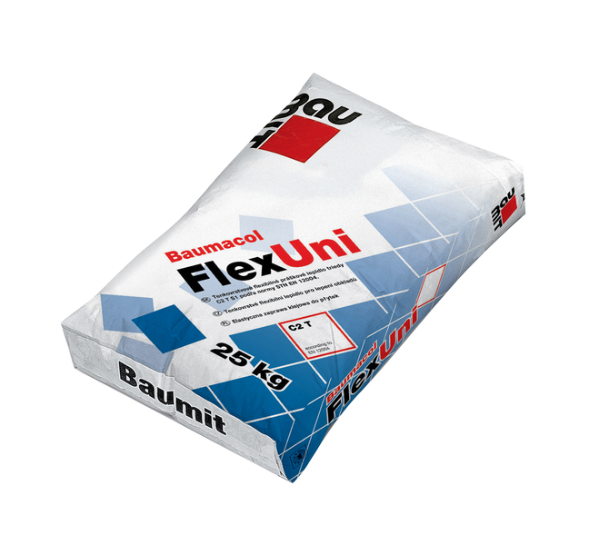 Універсальна еластична клейова суміш Baumit FlexUni для плитки, 25 кг, фото 1