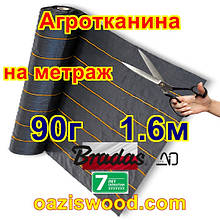 Агротканина 1.6 м * довжина на метраж 90г/м2 BRADAS плетена, чорна, щільна. Мульчування грунту на 7-10 років