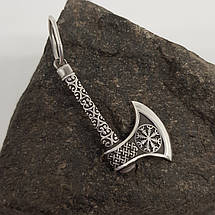 Срібна Сокира з Шоломом жаху кулон підвіс оберіг амулет, фото 3