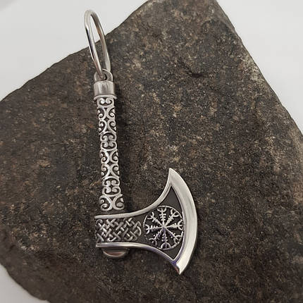 Срібна Сокира з Шоломом жаху кулон підвіс оберіг амулет, фото 2