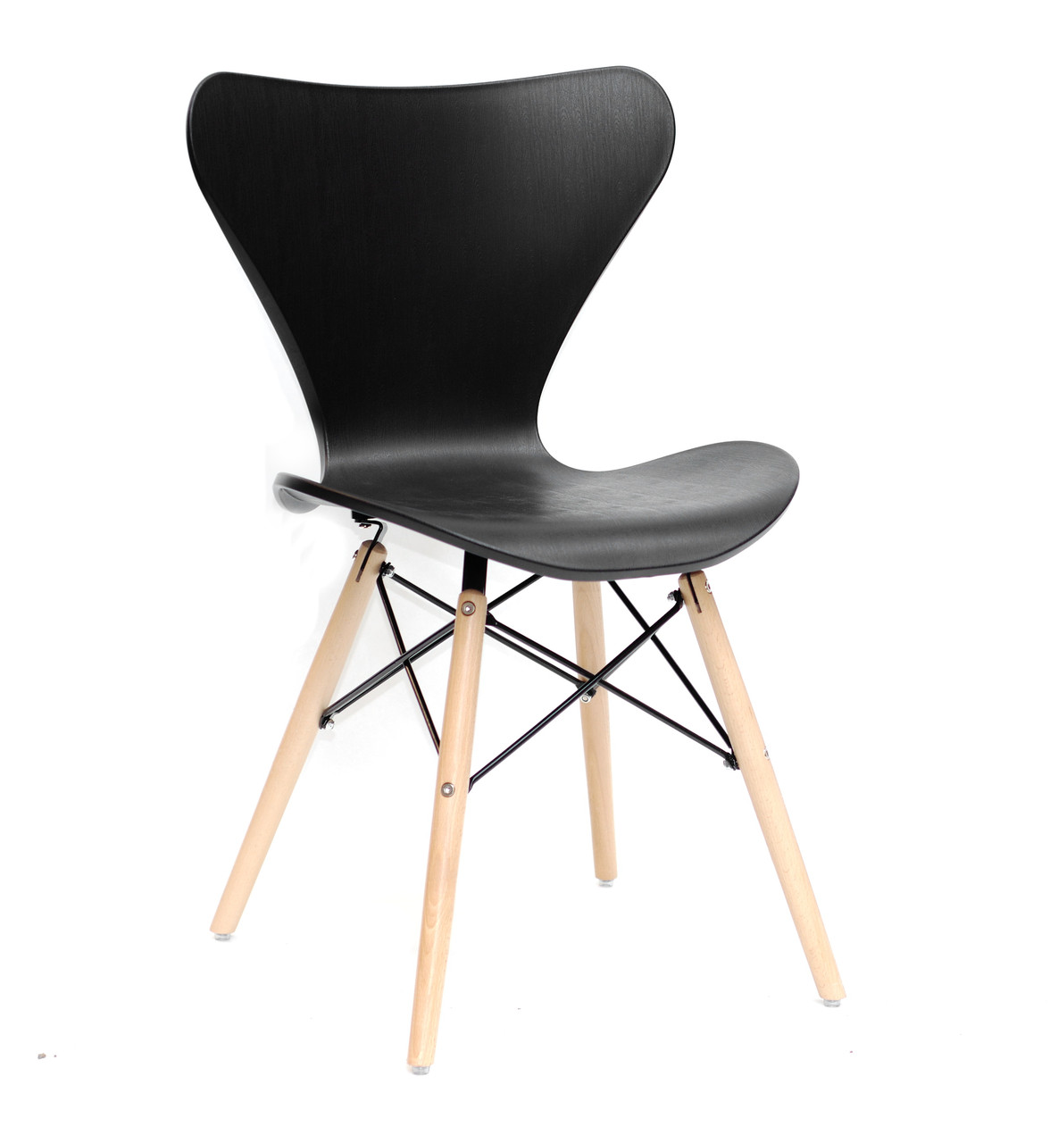Стілець пластиковий на дерев'яних ніжках MAX Onder Mebli, чорний 04