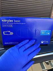 Рукавичка MercatorMedical Nitrylex Basic синя "M" 100 штук