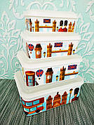 Набір лотків, лоточки, судочки, лоток, судок, контейнер для їжі 4шт | Лотки харчові