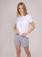 Костюм женский удобный для дома и сна футболка + шорты 100% хлопок Vivioji Белый M (12302)