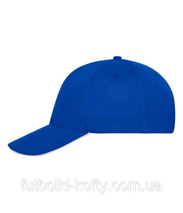 Кепка 5 панельна сендвіч Myrtle Beach, бавовна MRWH Яскраво-Синій / Білий, фото 1