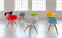 Дизайнерське крісло Leon блакитне 52, дерев'яні букові ніжки DAW armchair Charles Eames, в стилі лофт, фото 5