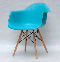 Дизайнерське крісло Leon блакитне 52, дерев'яні букові ніжки DAW armchair Charles Eames, в стилі лофт, фото 4