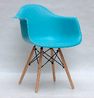 Дизайнерське крісло Leon блакитне 52, дерев'яні букові ніжки DAW armchair Charles Eames, в стилі лофт, фото 3