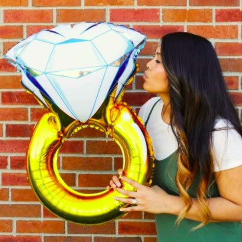 Вау! Качественный Фольгированный Шар 80 см Колечко, Свадебный