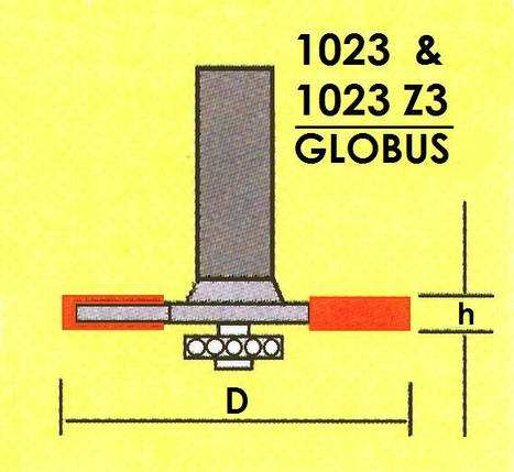 Фреза Глобус пазів з нижнім підшипником. Серія 1023. D33 h25 L35 d8, фото 3